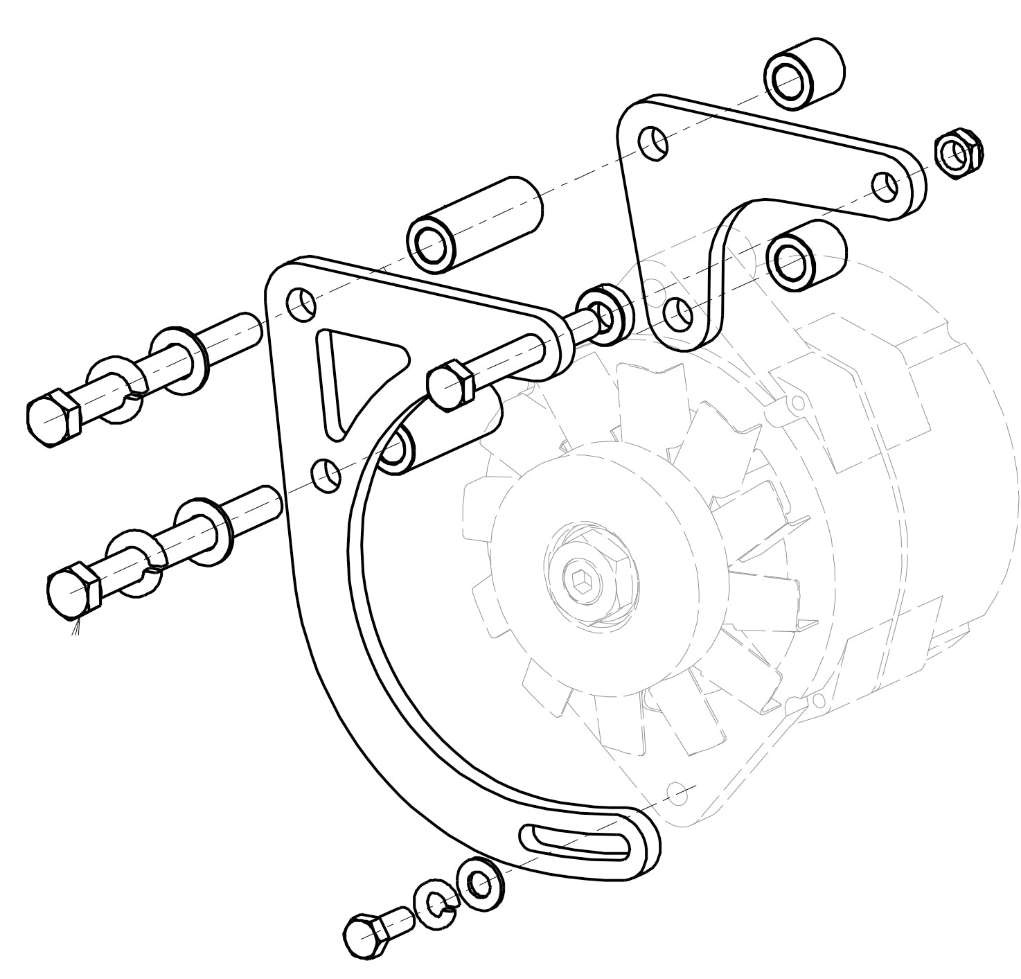 Alternator Mount Kit BBC, For Small Mitsubishi alternators,