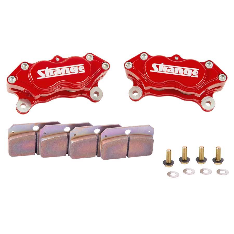 B1955-RD-Pro Series 4 Piston Red Billet Caliper Kit   With Hard Metallic Brake Pads &amp; Mounting Hardware