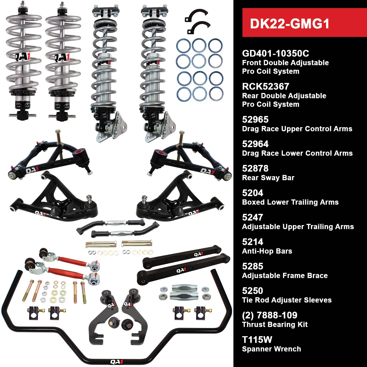 QA1 Level 2 Drag Racing Suspension Kits DK22-GMG1 1978-1988 GM G-Body