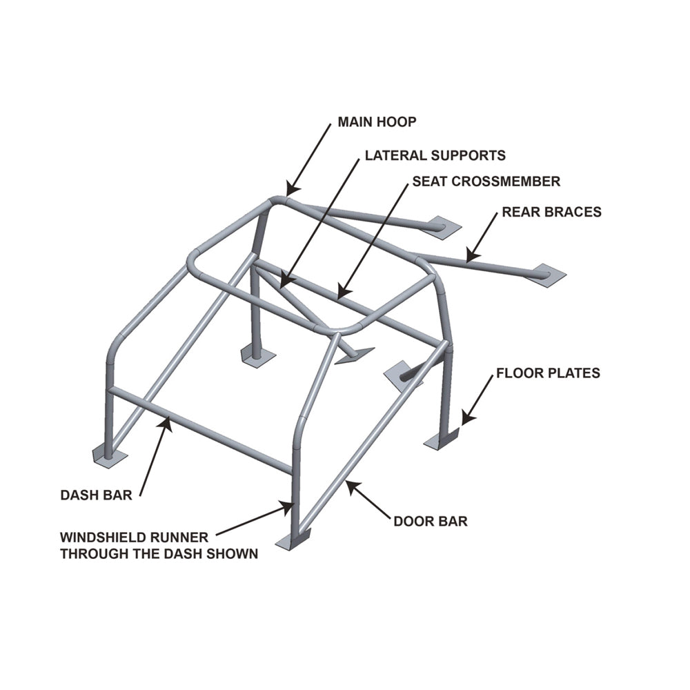 1976-1980 Road Runner, Plymouth Volare & Dodge Aspen (F-Body) 10 Point Roll Cage DOM Mild Steel